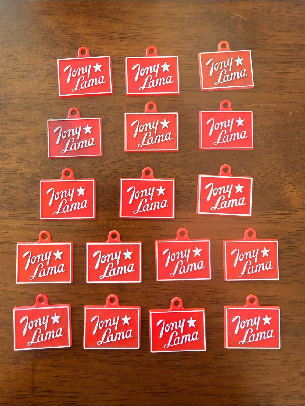 17x Vintage Tony Lama Red Plastic Boot Tags Promo Keychains Lot